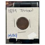1889 Indian Head Cent in Protective Holder