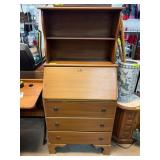 Wooden Secretary Desk with Hutch and Drawers