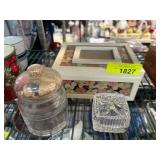 Decorative Glass Box, Glass Jar, and Floral Box