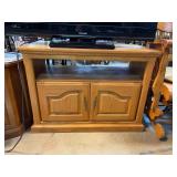 Oak Media Console with Storage Cabinet