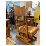 Oak Rocking Chair With Unique Backrest