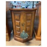 Wood Pedestal Cabinet with Marble Top