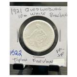 1921 Quedlinburg White Porcelain Notgeld Coin