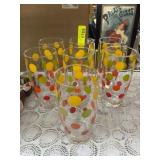 Seven Polka Dot Glass Tumblers