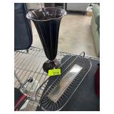 Black Vase and Silver-Plated Tray Set