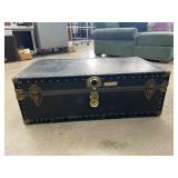 Black Steamer Trunk with Brass Hardware