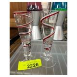 Clear Glasses with Red Spiral Design