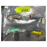 Four Fishing Lures with Hooks