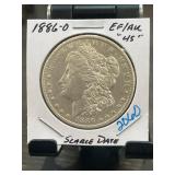 1886-O Morgan Silver Dollar EF/AU 45