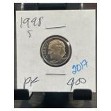 1998-S United States Roosevelt Dime Proof Coin