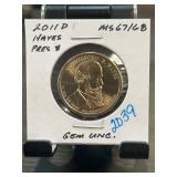 2011 P Rutherford B. Hayes Presidential Dollar