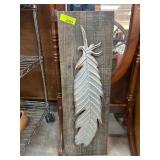 Reclaimed Wood and Metal Feather Wall Decor
