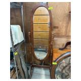 Wooden Cheval Oval Standing Mirror