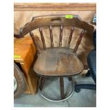 Wooden Swivel Bar Stool with Backrest
