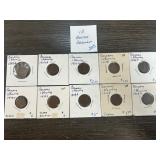 10 German Pfennig Coins, Assorted Dates