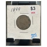 1899 Barber Dime in Cardboard Holder