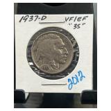 1937-D Buffalo Nickel in VF-EF Grade