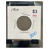 1910 Liberty Head Nickel in Card Holder