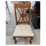 Carved Wood Chair With Upholstered Seat