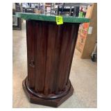 Wooden Pedestal Cabinet with Green Marble Top