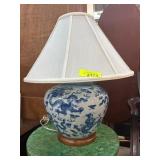 Blue and White Ceramic Table Lamp with Shade