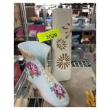 Decorative Porcelain Boot and Vase Set