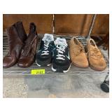 Three Pairs of Shoes: Boots, Sneakers, and Oxfords