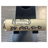 Roll of Nickels with 1951 and 1951-D Examples