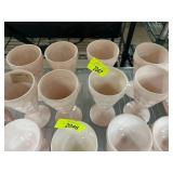 Eight White Milk Glass Goblets