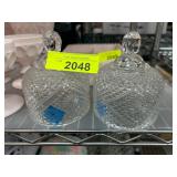 Two Clear Cut Glass Jars with Lids