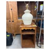 Wooden Side Table with Table Lamp