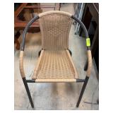 Wicker and Metal Armchair with Curved Frame