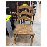 Wooden Chair with Woven Seat and Ladder Back