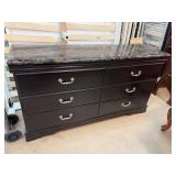 Dresser with Marble-Style Top and Matching Mirror