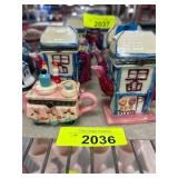 Decorative Ceramic Teapot and House Trinket Boxes