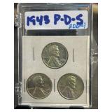 1943 PDS Lincoln Steel Cent Trio