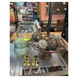Decorative Glassware and Brass Items Collection