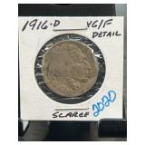 1916-D Buffalo Nickel with VG/F Details