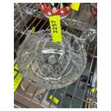 Cut Glass Divided Serving Dish with Handle