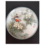 Porcelain Decorative Plate with Bird and Floral De