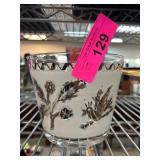 Clear Glass Bowl with Silver Leaf and Bird Motif