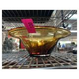 Amber Glass Bowl with Flared Rim