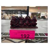 Red Resin Figurine of Four Frogs