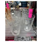 Six Clear Glass Tumblers with Grooved Design