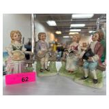Four Hand-Painted Ceramic Figurines