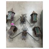 Four Rustic Metal Sconce Lights