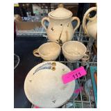 Hand-Painted Ceramic Tea Set with Floral Motif