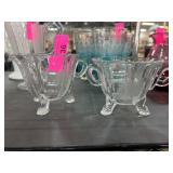 Etched Glass Creamer and Sugar Set with Decorative