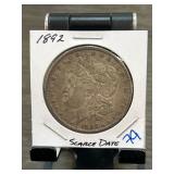 1892 Morgan Silver Dollar Scarce Date