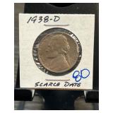 1938-D Jefferson Nickel Encased in Holder